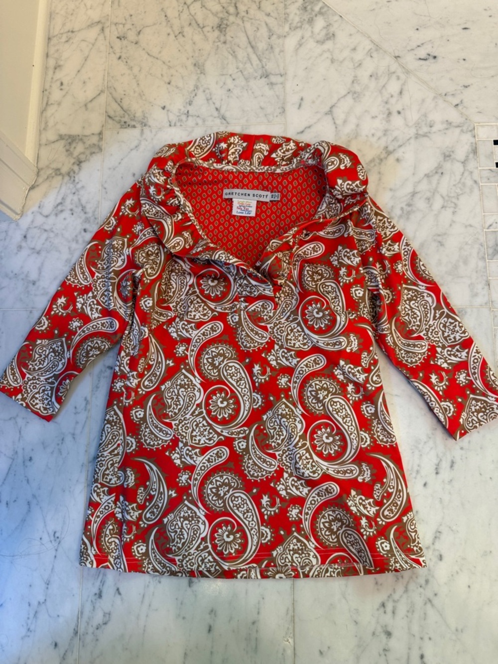 Gretchen Scott Designs orange Paisley Cowl-Neck Top